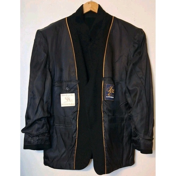 Vtg 100% Camel Hair Black Blazer 42R Sport Coat Made In USA - Picture 5 of 8